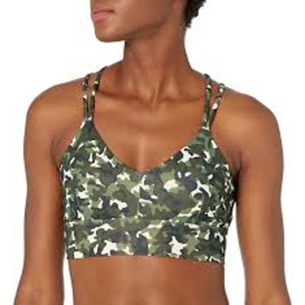 Core 10 Womens‎ Spectrum Strappy Longline Plunge Yoga Camo Sports Bra Size L